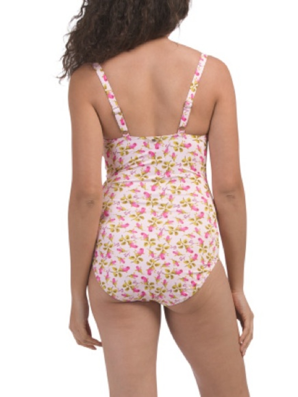 Betsey Johnson Floral Print Ruched swimsuit ROSES ROSE ROSEBUDS PINK SZ M NEW! - Picture 6 of 9